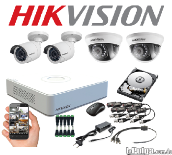 4 cámaras de seguridad hd hikvision instalación incluida