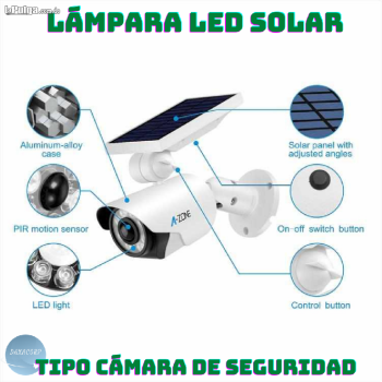 Lámpara led solar con sensor de movimiento tipo cámara de seguridad