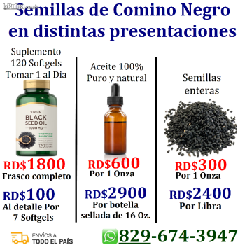 Suplementos y vitamina 100 naturales semillas negras black cumin.