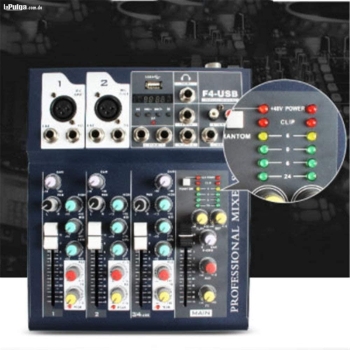 Mezclador de audio de 4 canales f4-usb mixer amplificador para sonido