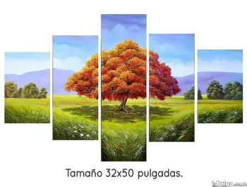 Pintura de paisaje con framboyan