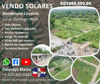 Solares en ventas a rd6000 el metro desde 150 mts2