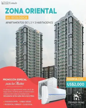 Apartamento en sector sde - oriental zona 3 habitaciones 2 parqueos