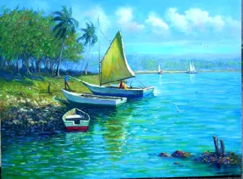 Pintor dominicano cuadro costumbrista obra de arte e.vidal