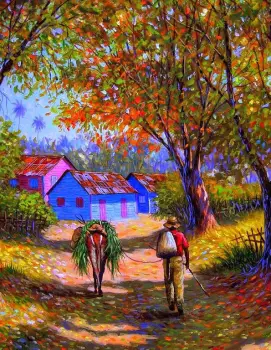 Pintor dominicano cuadro costumbrista obra de arte e.vidal