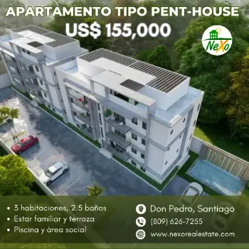 Apartamento tipo pent-house nuevo en santiago jpa-205