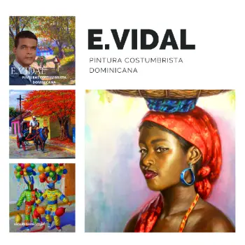 Pintor dominicano cuadro costumbrista obra de arte e.vidal