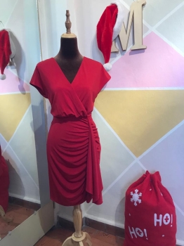 Vestido rojo drapeado / medium