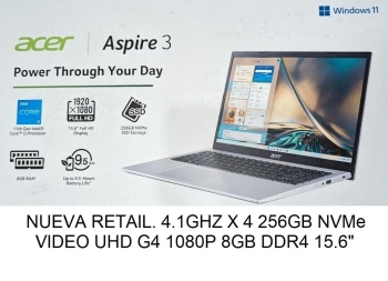 Laptop acer aspire 5 15.6 11va 4.1ghz 8gb ddr4 256 nvme nueva 22500