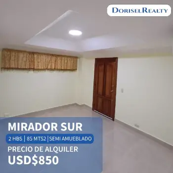 Alquiler de maravilloso apartamento semiamueblado en mirador sur