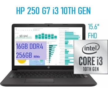Laptop hp 15.6 pg. i3 10th gen iris 16gb ddr4 256gb ssd fhd 18200