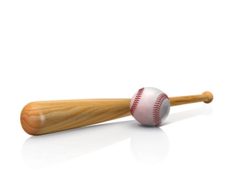 Bate de beisbol con pelota