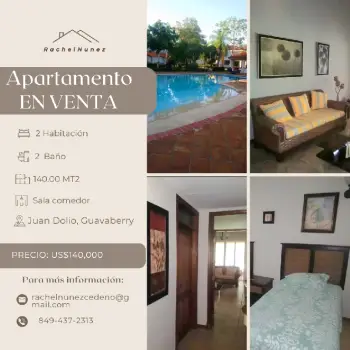 Apartamento de 2 habitaciones en venta en juan dolio.