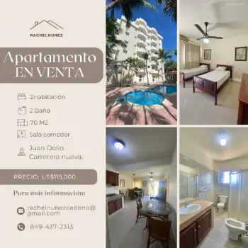 Apartamento de 2 habitaciones en venta en juan dolio.