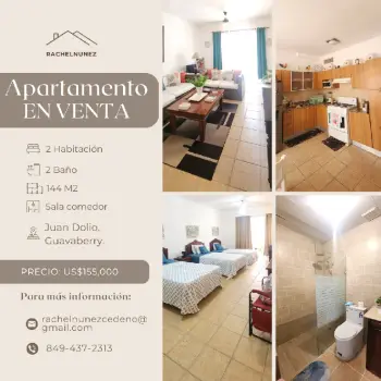 Apartamento de 2 habitaciones en venta en juan dolio.