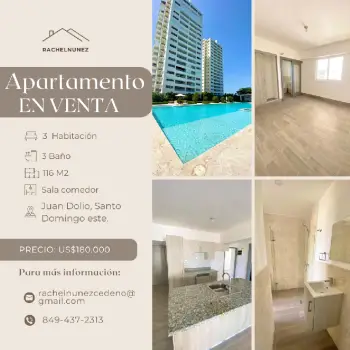 Apartamento de 3 habitaciones en venta en juan dolio.