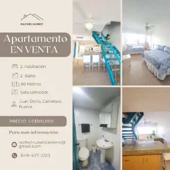 Apartamento de 2 habitaciones en venta en juan dolio.