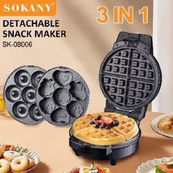 Máquina de sándwich máquina de donuts de gofres desmontable 3 en 1