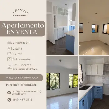 Apartamento de 3 habitaciones en venta en los próceres.