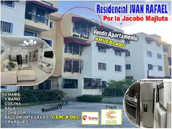 Vendo apto en residencial juan rafael por la jacobo 3 habs. amueblado