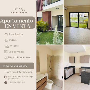 Apartamento de 1 habitación en venta en punta cana.