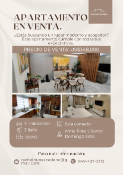 Apartamento de 3 habitaciones en venta en alma rosa i.