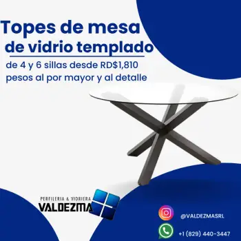 Topes de vidrio templado ded 4 y 6 sillas
