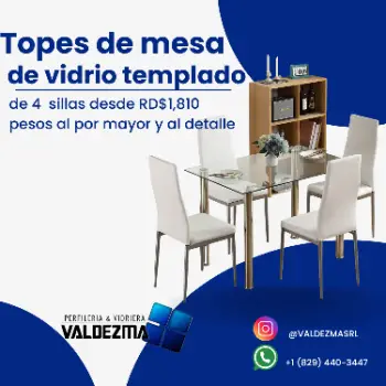 Topes de vidrio templado ded 4 sillas