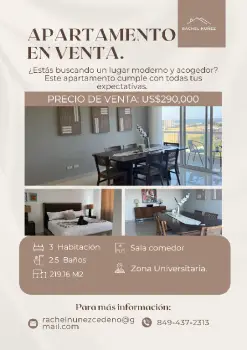 Apartamento en venta en la zona universitaria.