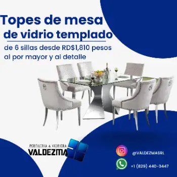 Topes de vidrio templado ded 6 sillas