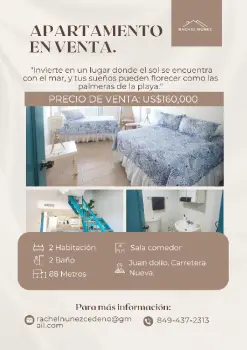 Apartamento de 2 habitaciones en venta en juan dolio.