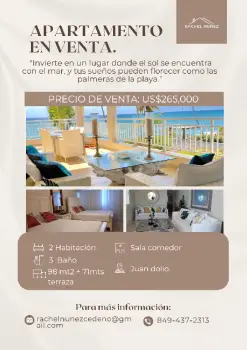 Apartamento de 2 habitaciones en venta en juan dolio.