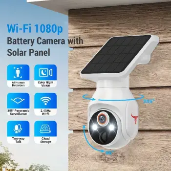 Cámara de seguridad 1080p solar inalámbrica recargable detección human
