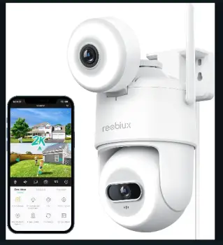 Cámara de seguridad wifi doble lente 3mp 2k full hd