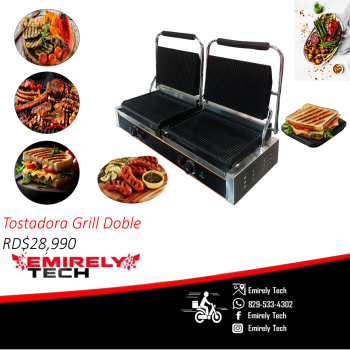 Tostadora parrilla grill doble electrica para carnes vegetales panes