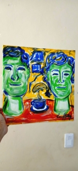 Obra de arte diálogo y café