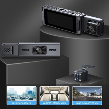 Cámara para auto 1080p wdr  frontal trasera e interior  full hd 3 en 1
