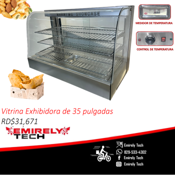 Vitrina exhibidora caliente de 35 pulgadas acero aniquelado