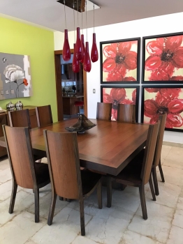 Juego de mesa comedor de madera de roble brasileño para 8 personas