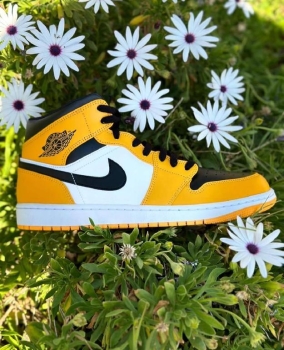 Sneakers tenis nike air jordan 1 mid taxi black and yellow original