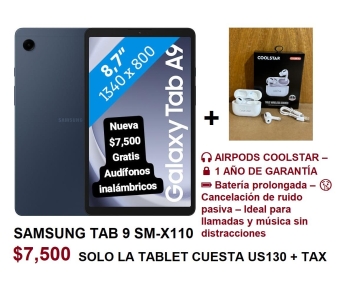 Samsung galaxy tab a9 sm-x110 64gb 4gb ram 8.7 pg 7500
