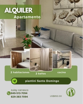 Alquilo apartamento amueblado en piantini – santo domingo distrito nac