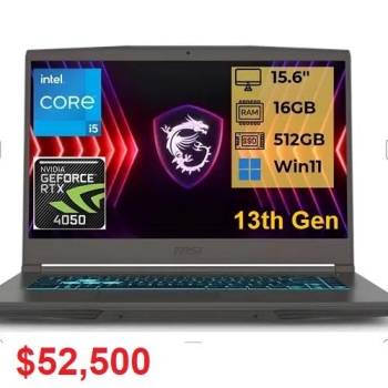 Laptop gaming msi 15 16gb drr4 512gb m.2 rtx 4050 6gb gddr6 52500