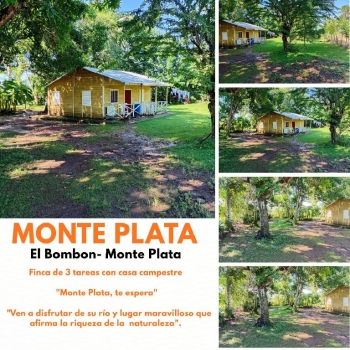 Finquita de 3 tareas con casa campestre de maderas en monte plata