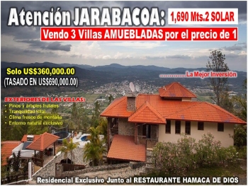 3 villas por el precio de 1  solar premium en jarabacoa 1670 mts.2 de