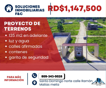 Terrenos en venta desde rd1147500 – excelente ubicación y facilidades