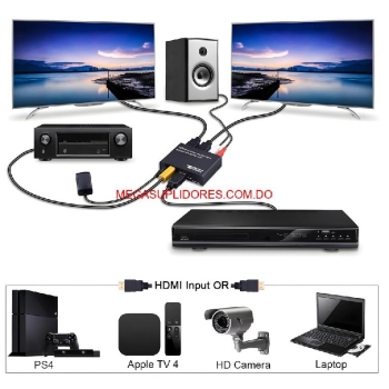  hdmi splitter 1 entrada 2 salidas hdmi 4k - Óptico spdif- rca l/r