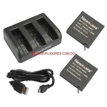  cargador baterías cámara gopro hero 4 hd - doble usb - ahdbt-401