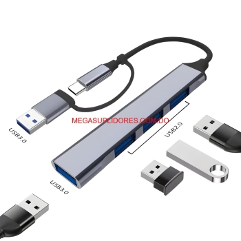  hub usb-c 4 en 1 – adaptador multipuerto tipo c a 4 puertos usb