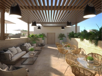Apartamentos de estilo urbano en comunidad residencial y comercial en